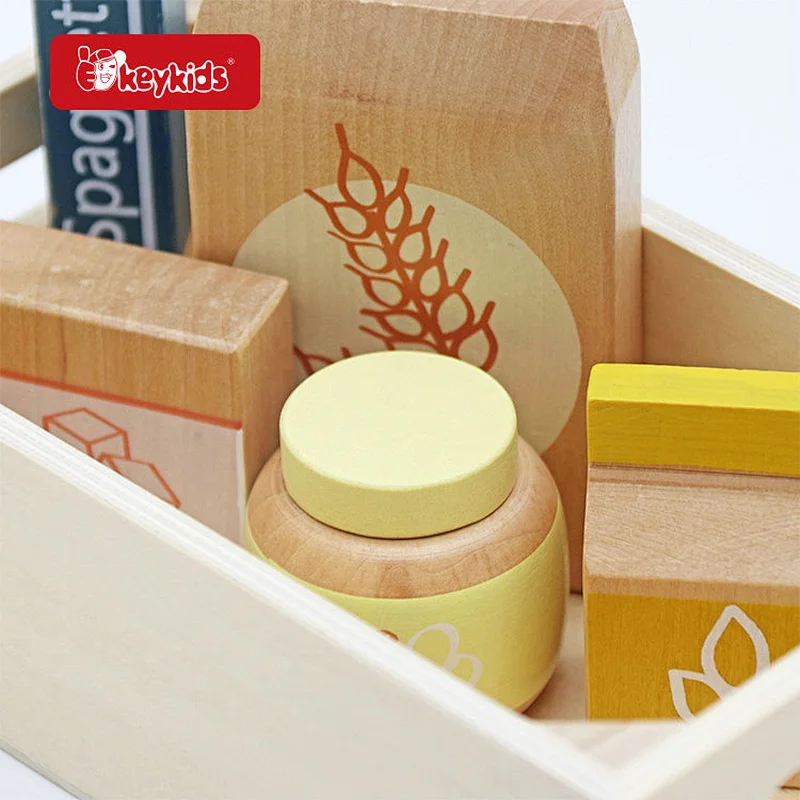 Play Food Kitchen Accessory Wooden Toy Grocery Cans for Children W10D779